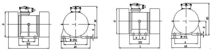 YBZD系列防爆振動(dòng)電機(jī)安裝尺寸
